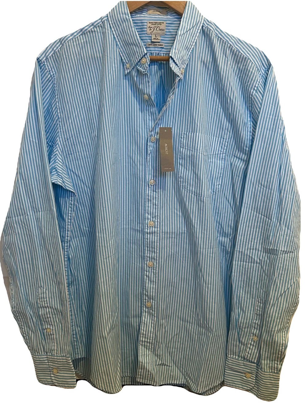 J. Crew 100% Cotton Blue and White Striped Button-Down Shirt